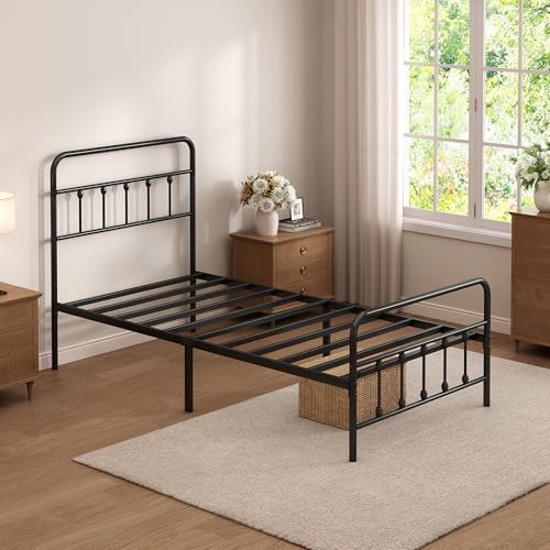 Twin Size Metal Bed Frame with Headboard and Footboard,Black - Image 6