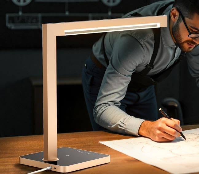 Dimmable Desk Lamp with Charging Station, 15W CCT Table Lamp - Image 2