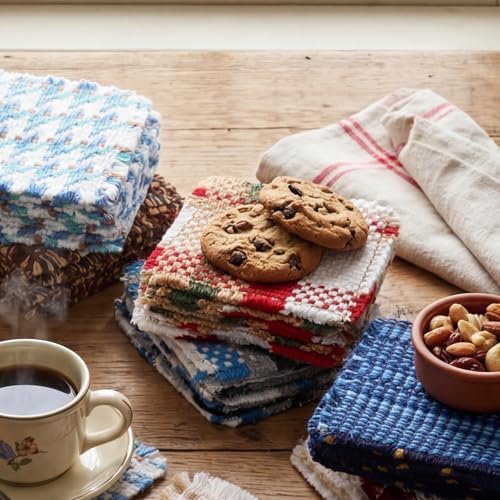 Set of 10 Fabric Drink Coasters, Handcrafted Cotton Woven Coasters for Table, Coastal Farmhouse Table Decor for Coffee Tea Cocktails, Absorbent Soft Desk Coasters for Kitchen Office, Housewarming Gift - Image 6