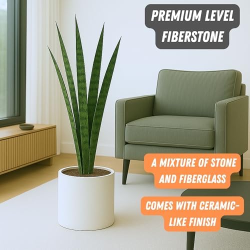 Fox & Fern Large Planter for Indoor or Outdoor, White Matte, 10 Inch - Image 2