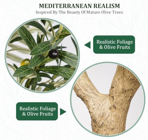 6FT Artificial Olive Tree with Natural Wood Trunk & Lifelike Olives - Image 3