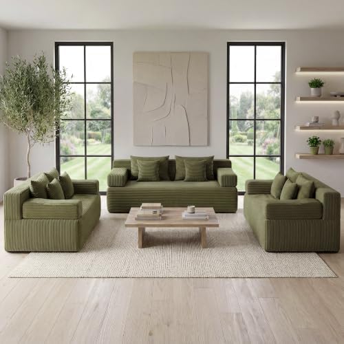 MONVANE 156" U-Shaped Modular Sectional Sofa, Green by MONVANE