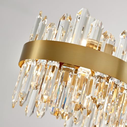 Gold Oval Crystal Chandelier L45.3 inch, 24-Lights Gold Chandeliers Modern Crystal Chandelier Pendant Light Fixture G9 Lights Pendant Ceiling Light for Dining Living Room Kitchen Island - Image 4