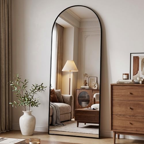 Full Length Mirror, 71" x 28" Arched Full Body Mirror Large Standing Floor Mirrors, Mirrors for Bedroom, Bathroom, Living Room Standing or Wall Leaning, Black by Novlux