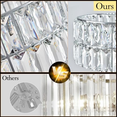CATINER Chrome Crystal Chandelier 12" 4-Light Modern Ceiling Pendant Light - Image 3