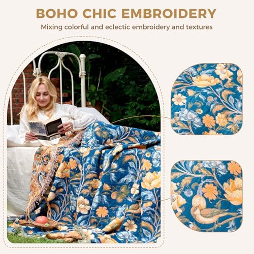 LUTBM Boho Throw Blanket for Couch 50"x60", Cotton Decorative Bed Throws - Image 4
