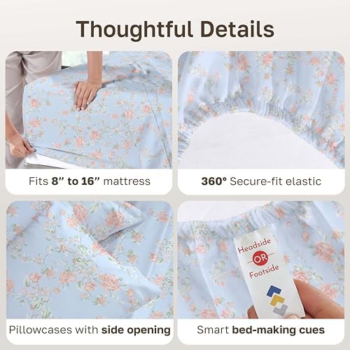 California Design Den Soft 100% Cotton Sateen Cal King Sheets, 4 Pcs Set - Image 5