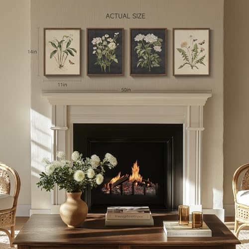 Framed Vintage Botanical Floral Wall Art for Bedroom, 4 Piece 11x14 In - Image 2