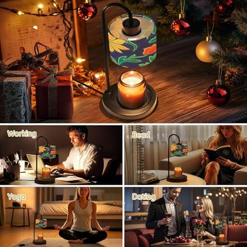 Candle Warmer Lamp with Timer Mexican Ceramic Seamless Talavera Handcrafted Mexican Ceramic Tile Dimmable Wax Warmer with 4 Bulbs for Jar Candles Women Birthday Gifts House Warming New Home Decor - Image 7