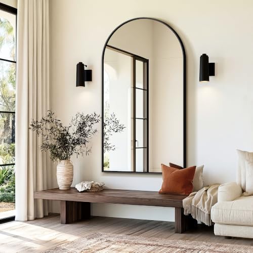 Delma Arched Bathroom Mirror, Black, 55"x30" - Image 6