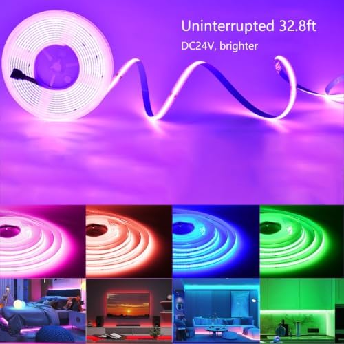 RGB COB LED Strip Light 32.8FT, 5760 LEDs 10mm Flexible Led Light for Home - Image 3