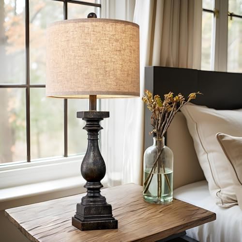 BOBOMOMO Retro 27" USB Charging Ports A/C Farmhouse Single Lamps for Bedrooms Retro Side Table Lamps Bedside Lamp for Side Nightstand Living Room 1 Pack (Blubs not Included) - Image 2