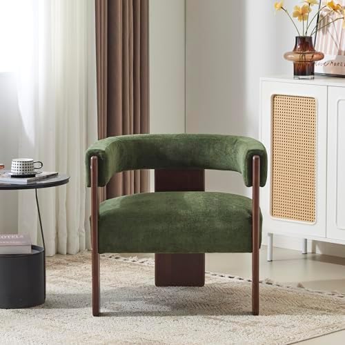 Christopher Knight Home Nettie Modern Accent Chair for Living Room, Velvet Fabric Single Lounge Sofa Chair with Wooden Frame, Comfy Reading Chair for Bedroom, Lounge Armchair with Cushion, Olive Green by ChristopherKnightHome