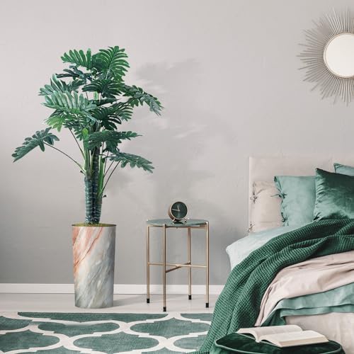 Artificial Tree in Modern Granite Effect Planter, Fake Philodendron Tree Silk Tree for Indoor and Outdoor Home Decoration - 70" Overall Tall (Plant Pot Plus Tree) - Image 5