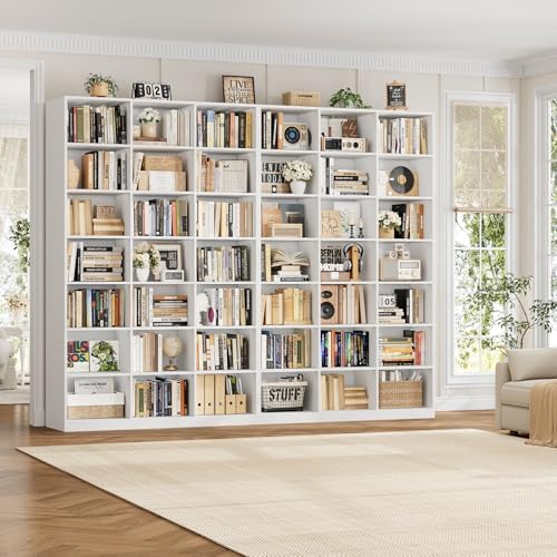 HOSTACK 86" H Triple Wide Bookshelf and Bookcase, Large Book Shelves, White - Image 5