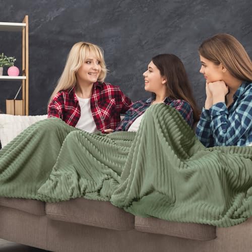 Buryeah 6 Pcs Flannel Blankets Bulk,Fall Outdoor Wedding, Sage Green - Image 5