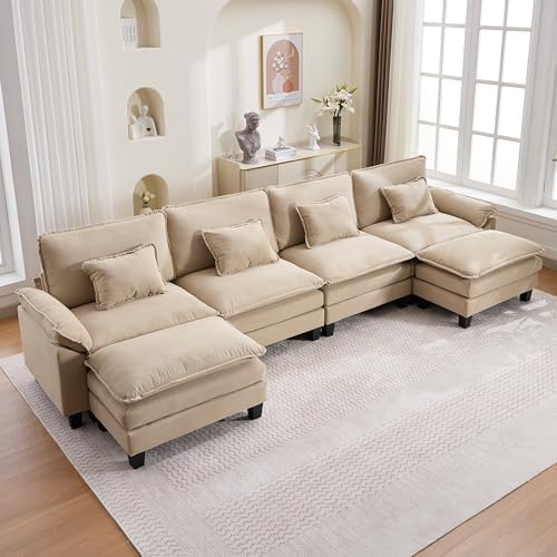 URRED Oversized Modular Sectional Sofa，Solid Khaki：157" U Shaped by URRED