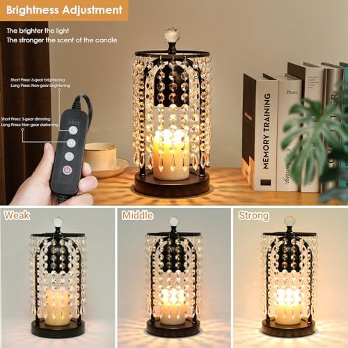 Candle Warmer Lamp with Timer and Dimmer - Electric Candle Warmer,Crystal Candle Lamp for Bedroom Decor, Flameless Scented Candle Light Warmer,House Warming Gifts New Home for Women - Image 4