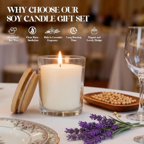 12 PCS 6oz Lavender Scented Candles Set, Pure Soy Wax Aromatherapy Candles | Relaxing Home Fragrance, Bulk Gift Box for Wedding, Party Favors, Spa & Decor. - Image 2