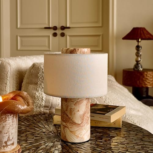 BSOD Pink Shell Marble Lamp Stone Lamps - Fossil Marble Table Bedside Cordless Luxury Cute Design Bedside Lamp for Home Decor, Bedroom, Living Room & Gifts (Rechargeable Pink Lumachella Lamp) - Image 2