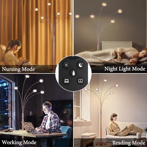 Bairth LED Arc Floor Lamp with Remote,2250LM Dimmable Floor Lamp with Timer - Image 4