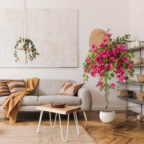 4FT Artificial Bougainvillea Tree, UV Resistant Faux Bougainvillea for Indoor Outdoor Decor, Lifelike Bougainvillea Artificial Flowers Plant for Office, Front Porch, Living Room & Patio - Image 5