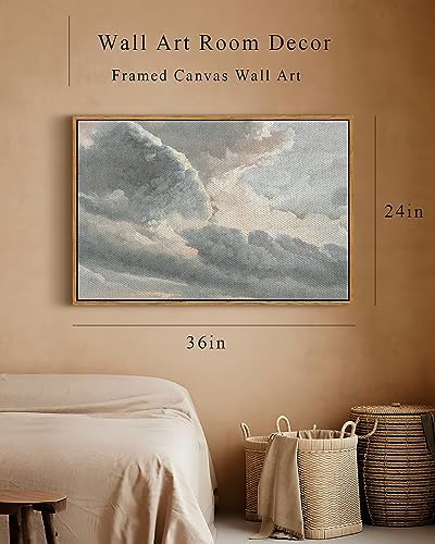 InSimSea Framed Canvas Wall Art, Landscape Wall Art, Study of Clouds Painting, Modern Farmhouse Decor, Rustic Wall Decor for Living Room, Bedroom, Office, 24"x36" - Image 5