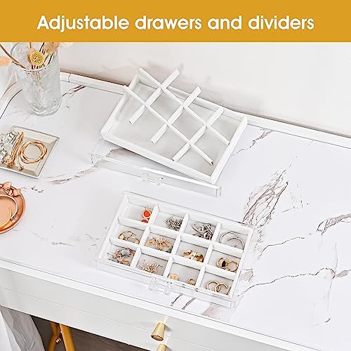 ProCase Earring Holder Organizer Jewelry Box with 10 Drawers, Acrylic Clear Earring Case with Adjustable Velvet Trays for Women - Warmwhite,10 Layers - Image 2