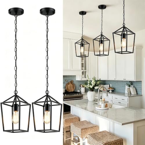 Sheetea 2 Pack Pendant Lights Kitchen Island, Modern Black Light Fixtures by Sheetea