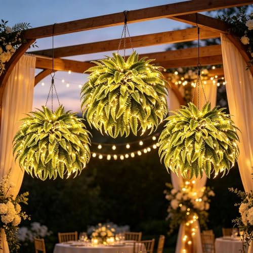 Glowing Boston Ferns with Lights, Oversized Pre-Lit Artificial Boston Ferns - 88 Leaves, No Watering, No Fading, for Porch, Patio, Home and Garden Decor，1Pcs - Image 6