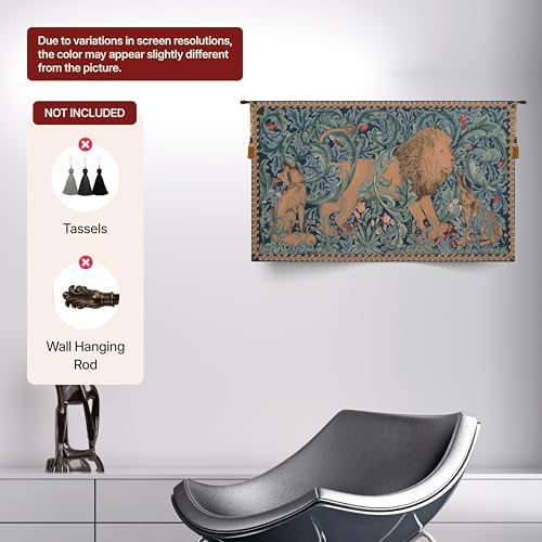 William Morris Lion I Tapestry Wall Hanging 28 x 48 in - Image 7