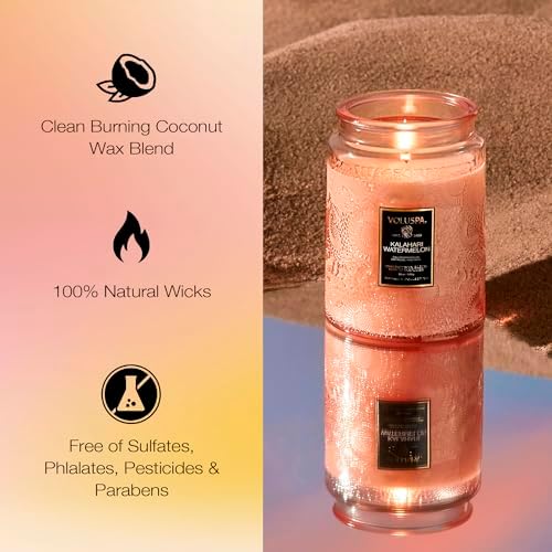 Voluspa Kalahari Watermelon, Large Candle Jar, 18 oz, 100 Hour Burn Time, Coconut Wax for Clean Burning, Handcrafted in the USA - Image 5