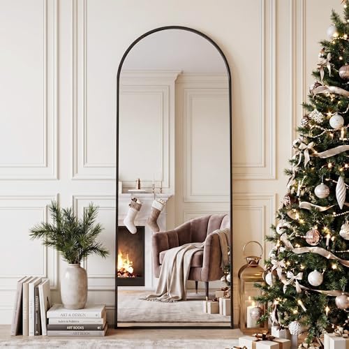 Full Length Mirror, 58" x 19" Arched Full Body Mirror Large Standing Floor Mirrors, Mirrors for Bedroom, Bathroom, Living Room Standing or Wall Leaning, Black by Novlux