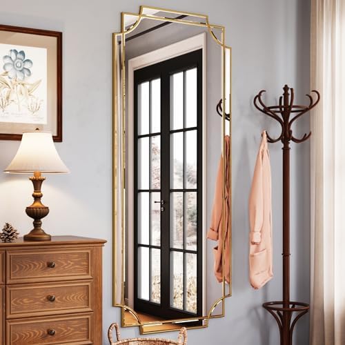 Kelly Miller 30"x70" Gold Foil Scalloped Edge Decorative Full Length Mirror - Image 2