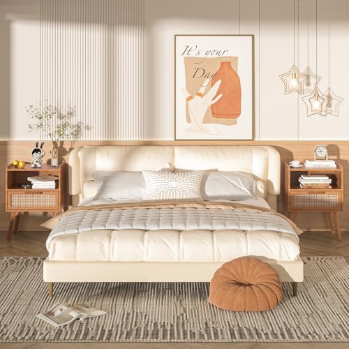 Lerliuo Rattan Nightstand, Side Table with Drawer Open Shelf - Image 6