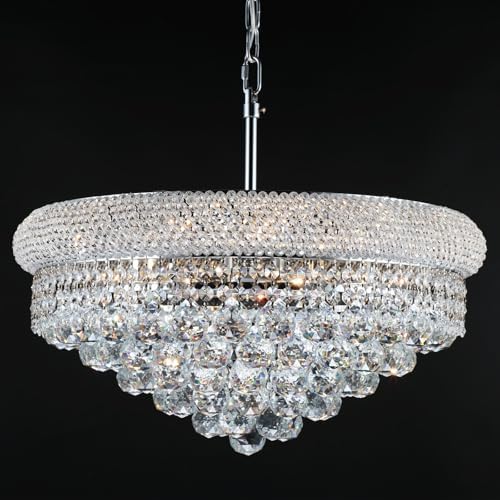 Chrome Crystal Chandeliers for Dining Room，9-Lights D22 Inch by Gifarich