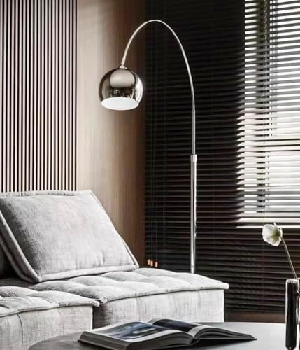 Modern Arc Floor Lamp with Chrome Dome Shade, Height Adjustable 59-74in, for Living Room Bedroom Study,Office,Industrial Style Decorative Lights (Sliver) - Image 2