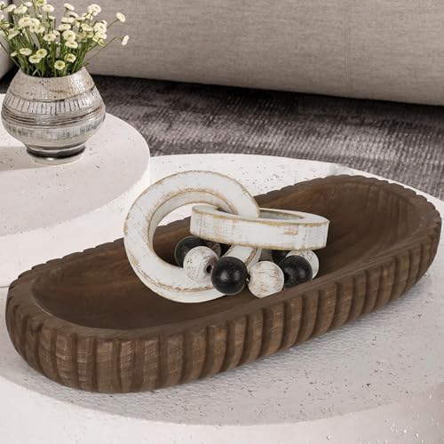 Oakrain Wooden Decorative Bowl for Home Decor, 16" Rustic Dough Bowl - Image 5