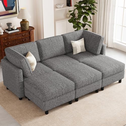 Belffin 84.3" Modular Sectional Sofa 6 Seats Sleeper Sofa Washable Sectional Couches for Living Room Comfy Couches with Storage Seat Couch Sofas with Chaise,Grey by Belffin