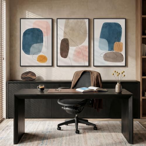 Large Framed Colorful Abstract Wall Art for Living Room, Set of 3, 24x36 In - Image 4