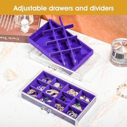 ProCase Earring Holder Organizer Jewelry Box with 5 Drawers, Purple - Image 2