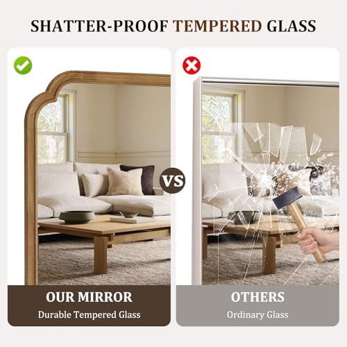 WallBeyond 24" x 36" Natural Wood Mirror for Wall Mounted, Rustic Wood Frame Wall Mirrors Decorative for Living Room or Bathroom Mirror (Natural Color) - Image 4
