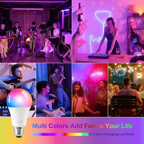 Ambimall Floor Lamps with Smart Light Bulb, RGB + Color Temperatures Bright Dimmable Smart Floor lamp(White Shade & Black Pole) - Image 4