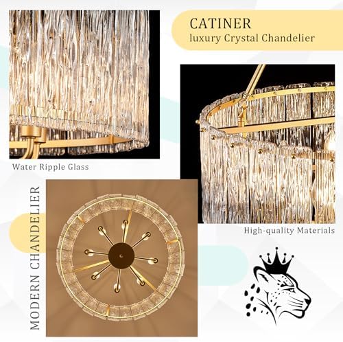 CATINER Modern 24.4" Crystal Glass Chandelier 8-Light Gold Chandeliers - Image 6