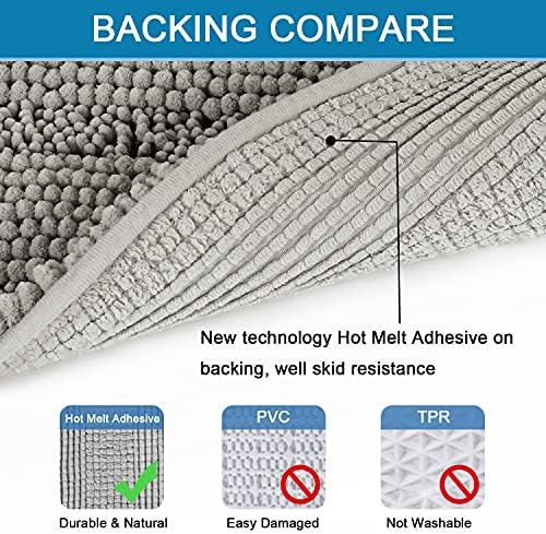 H.VERSAILTEX 2 Piece Bathroom Set - Super Absorbent Chenille Striped Bath Mats, Non Skid, Machine Washable (Dove Grey, 24 x 36 Plus 20 x 32 - Inches) - Image 4