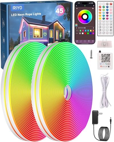 RIYO 150FT Neon Rope Lights App Remote Music Sync for Indoor Decor by RIYO