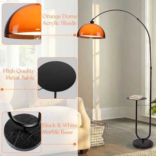 Floor Lamp with Table,Mushroom Arch Floor Lamp with Table Attached 70" Arched Floor Lamp for Living Room Modern Orange Standing Light for Living Rooms, Offices, Dining Rooms, Bedrooms - Image 3