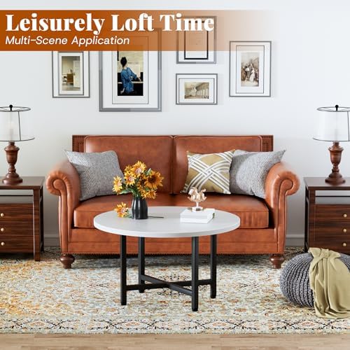 Coffee Table, 23.6" Small Coffee Tables, White Round Coffee Table - Image 4