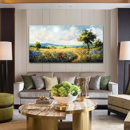 hyidecorart Nature Field Scenery Abstract Painting Large Wall Art For Living Room Bedroom Wall Decor Pictures Artworks Modern Wall Decorations For Office Canvas Prints Home Art Decor 24"X 48" - Image 4