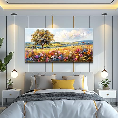 hyidecorart Canvas Wall Art For Living Room Wall Decor For Bedroom Office Decorations Field Pictures Artwork Flower Scenery Watercolour Wall Paintings Aesthetic Room Home Decor Ready to Hang - Image 3
